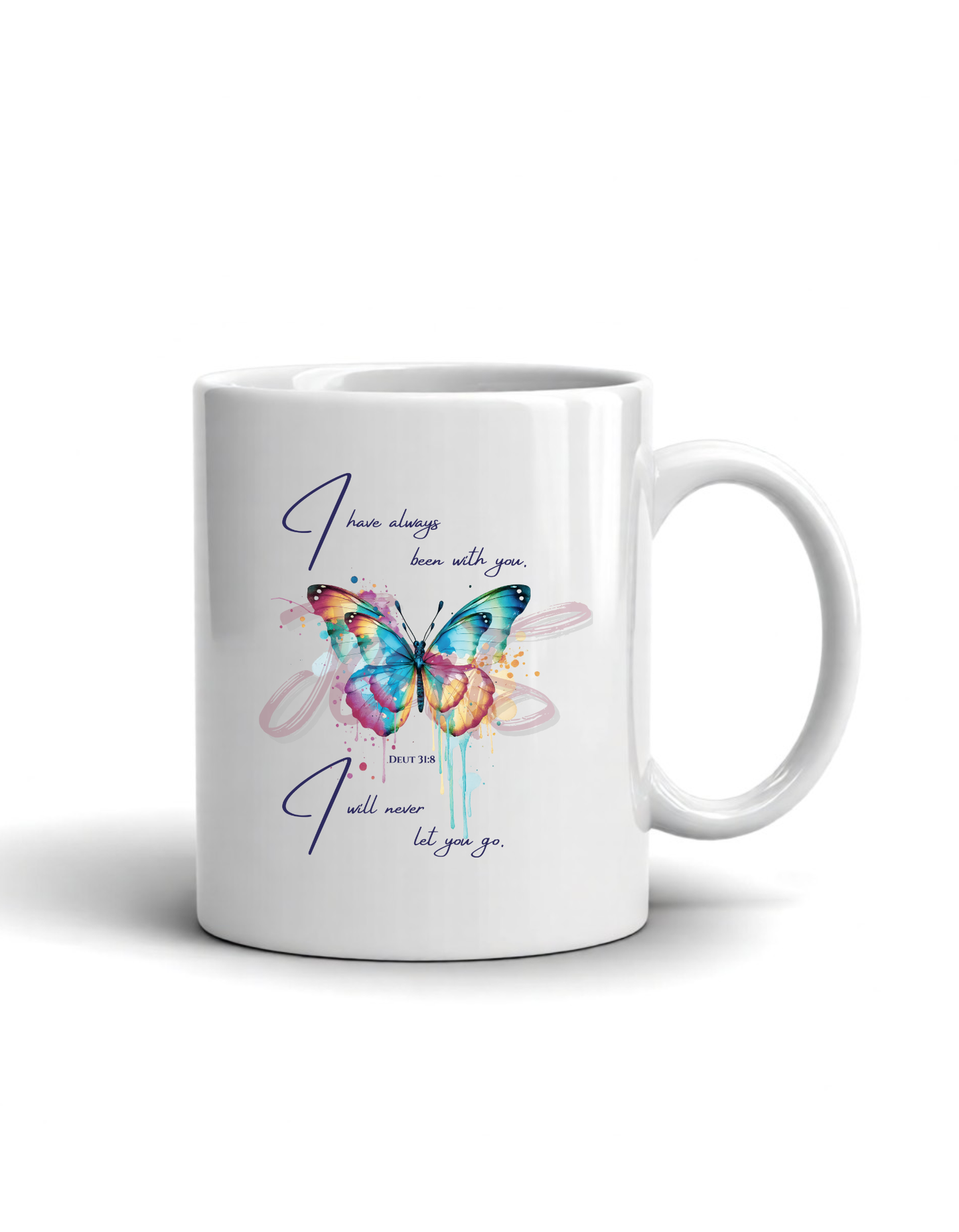 DEUT 31:8 "I WILL BE WITH YOU" faith inspired ceramic mug for the Christian believer.