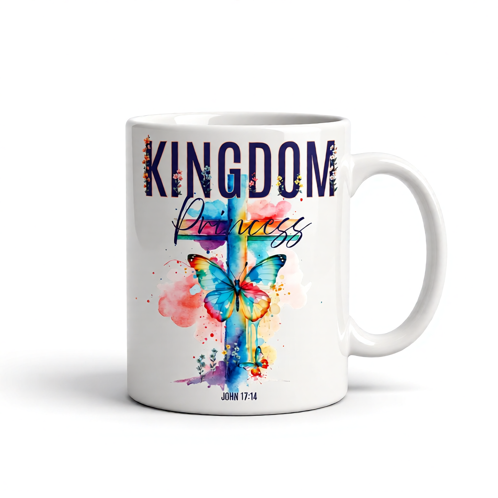 John 17:14 Kingdom Princess faith inspired ceramic mug for the Christian believer.