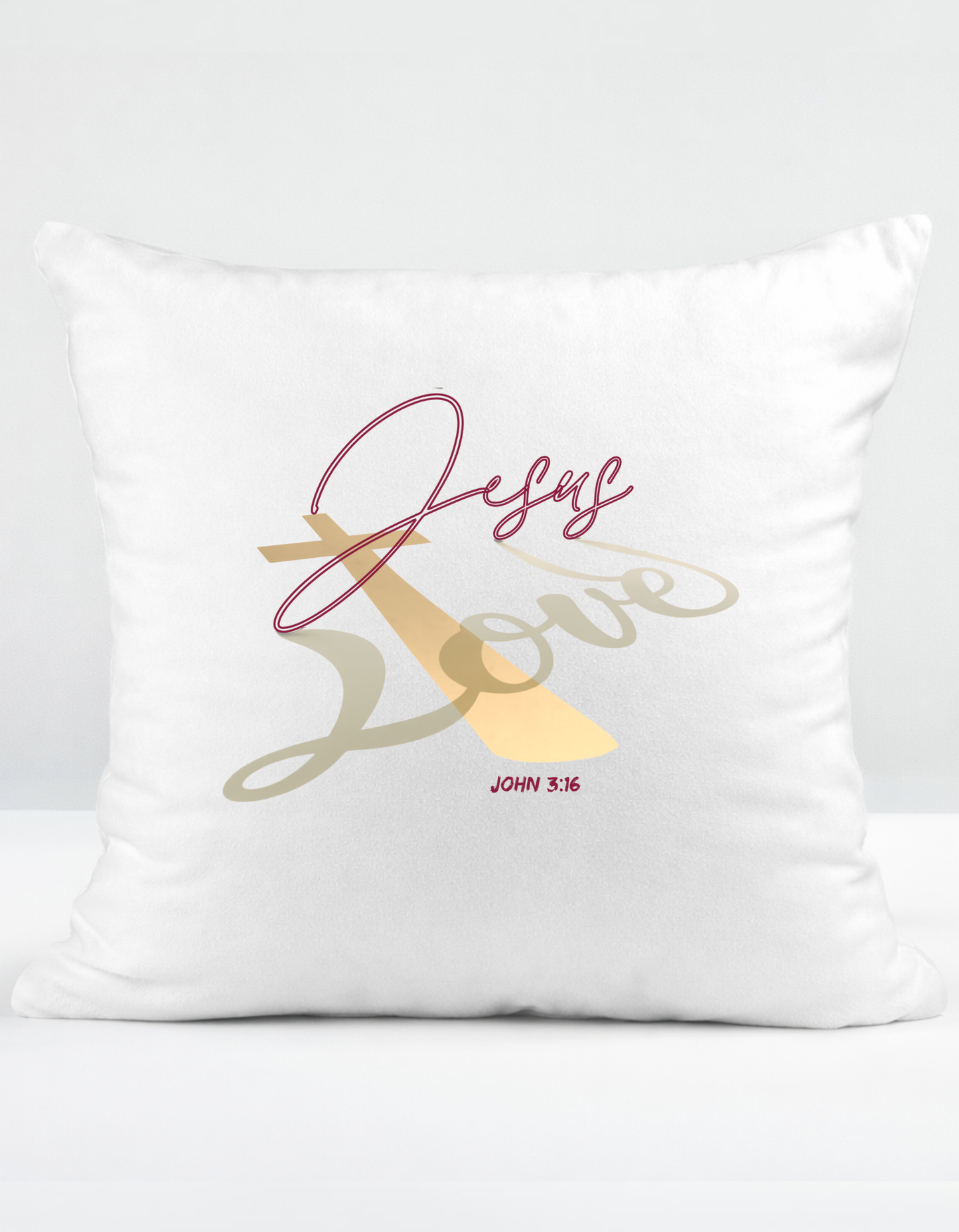 John 3:16 "Jesus Love" faith inspired Scatter Cushion for believing women of God.
