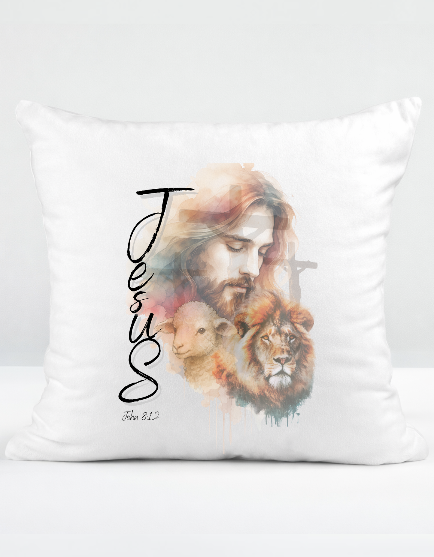 John 8:12 "I am the Light of the World" faith inspired Scatter Cushion for believing women of God.