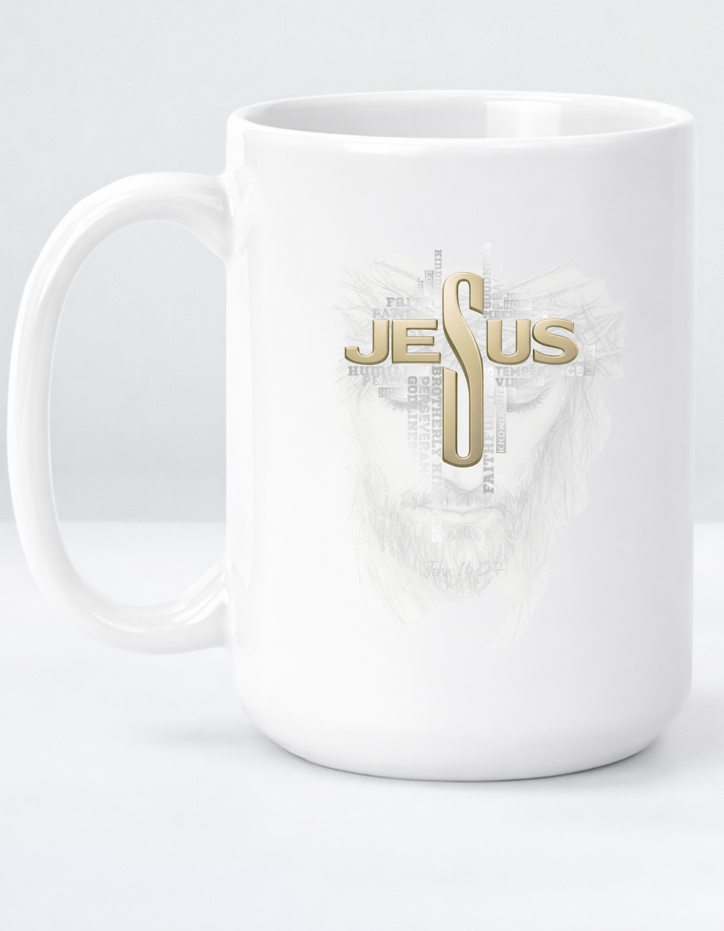 John 14:27 "My peace I give to you" faith inspired Jumbo Mug for believing women of God.