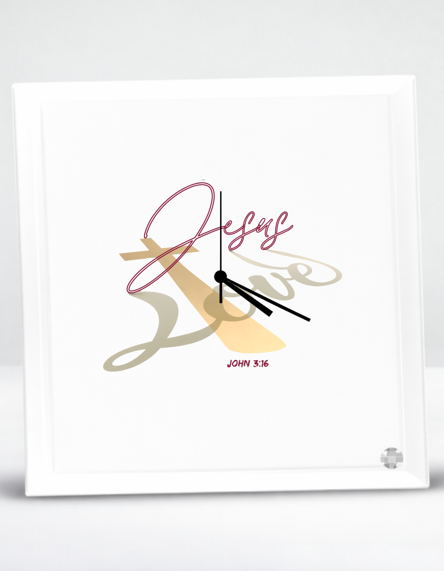 John 3:16 "Jesus Love" faith inspired Glass Clock for believing women of God.