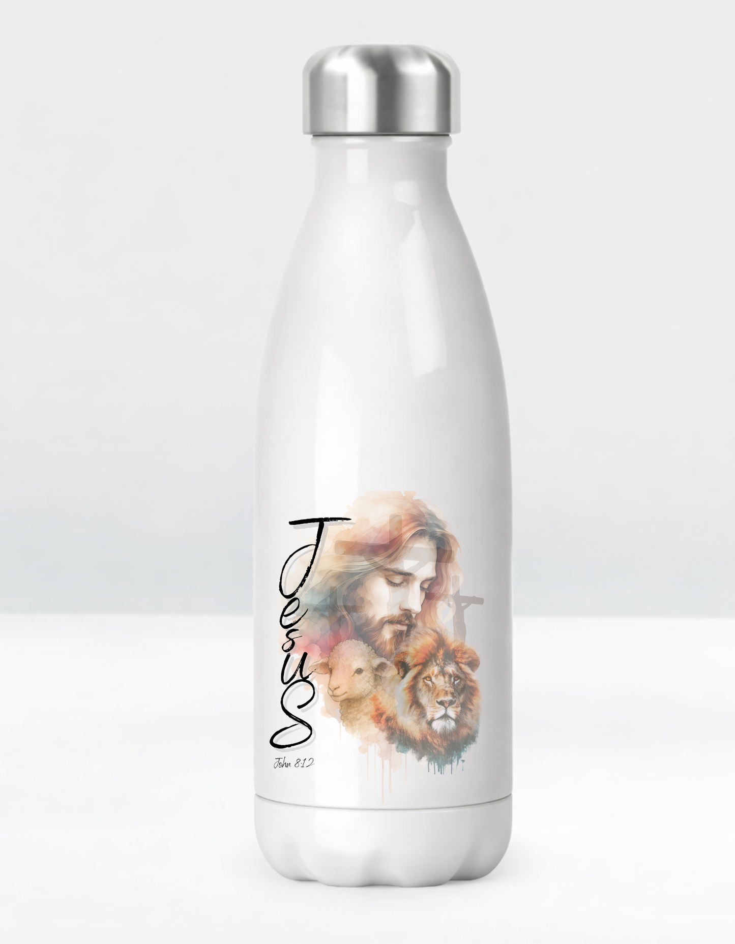 John 8 12 I am the Light of the World faith inspired water bottle for the Christian woman of God